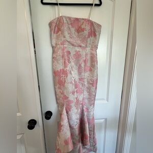 Lovers + Friends Strapless Pink Floral Jacquard Gown